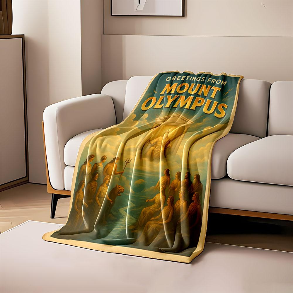 

A group of deities surrounds a central figure on a throne amid clouds. for all seasons blanket lunch break throw gift 80cm x 120cm