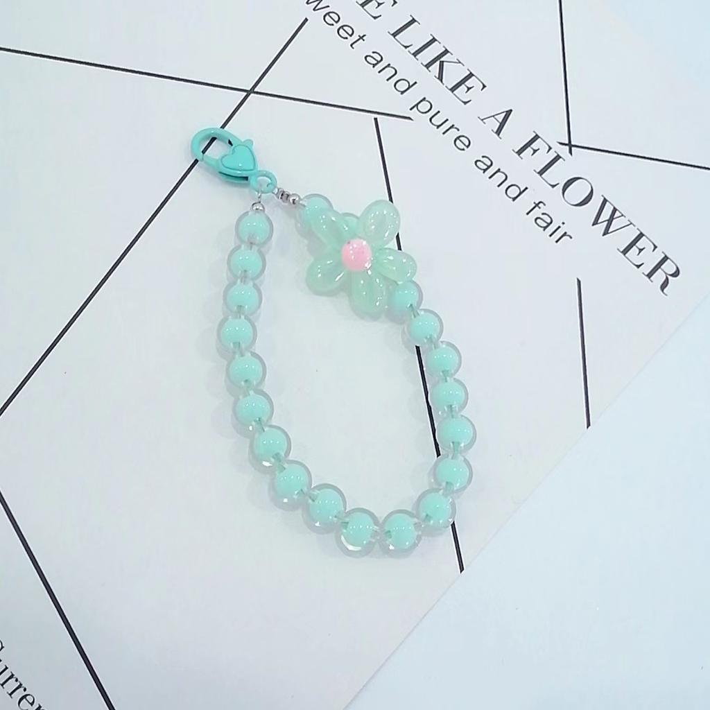 Colorful Beaded Flower Keychain, Kawaii Acrylic Flower Bag Charm with Clip