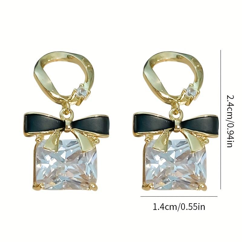 עגילי קשת מרובעים בסגנון קוריאני - עגילים צמודים מקריסטל מלאכותי יוקרתי, תכשיטי אלגנטיות אופנתיים לנשים, אביזרים ליומיום ולמסיבות