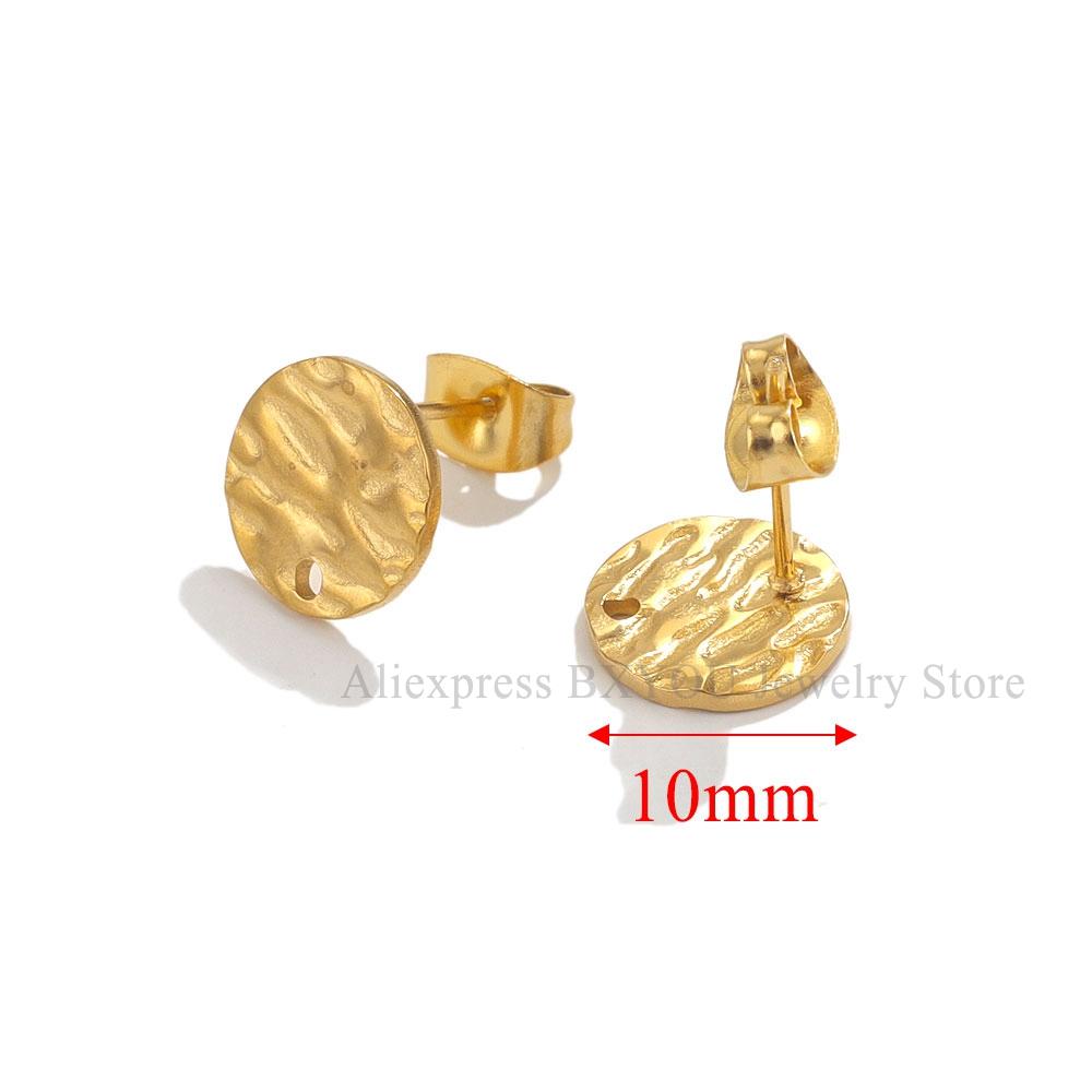 10pcs Round Stainless Steel Gold Plated Earrings Making Supplies Hooks Connectors Earring Posts Studs Pins Findings Components