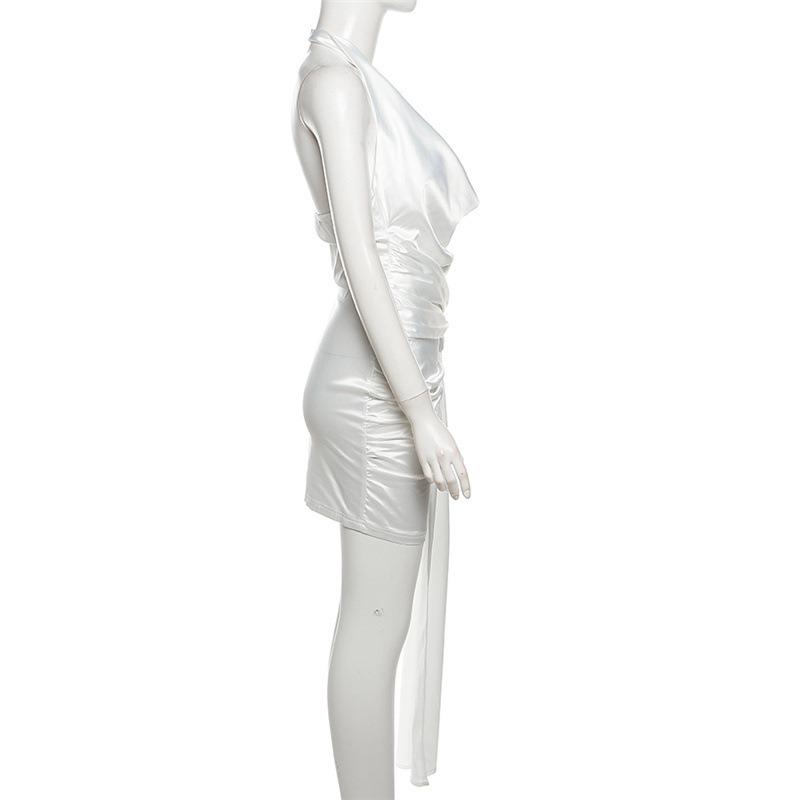 Fall Women's Solid Color Slim-fit High-waisted Street Fashion V-neck Sleeveless Dress