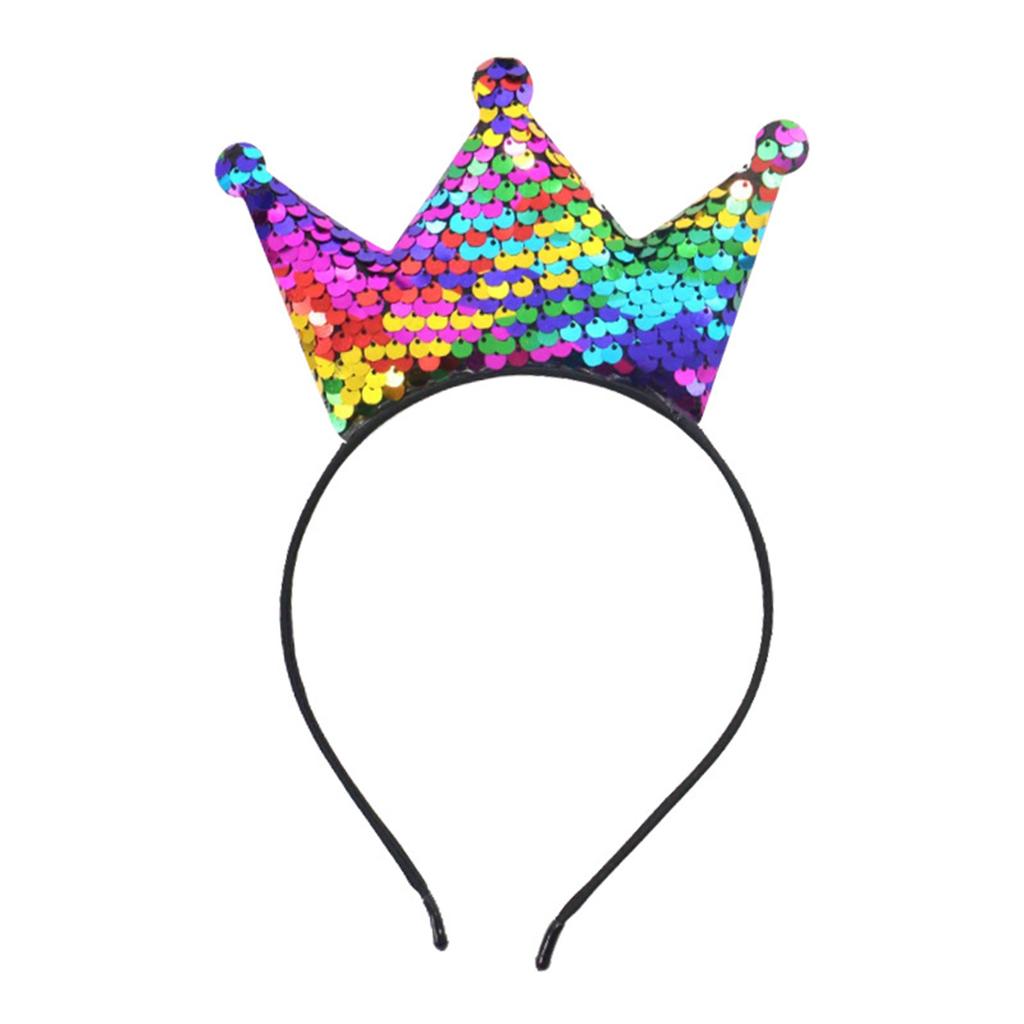 Sparkling Sequins Crown Hairband For Girl Birthday Party Glittering Headwear Toddler Birthday Party Hair Accessory