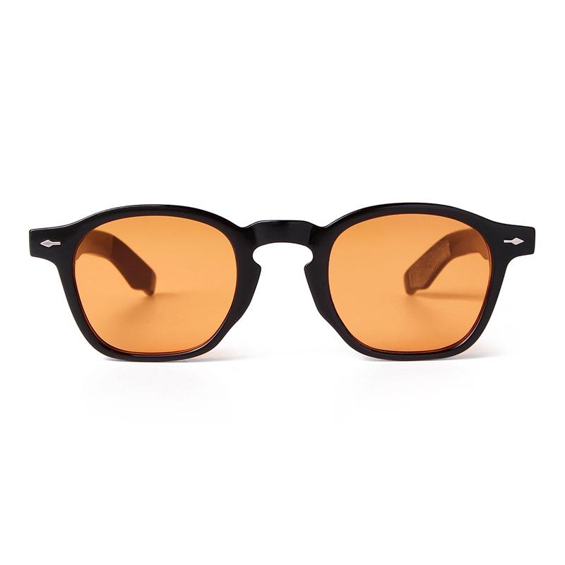 Trendy Retro Yellow Orange Square Sunglasses Women Men Luxury Designer Vintage Rivet Frame Sun Glasses Classic Green Shades