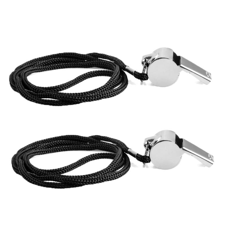 Stainless Steel Whistles Referee Sport Rugby Metal Whistle With Rope Party Training Soccer Football Basketball Cheerleading Tool
