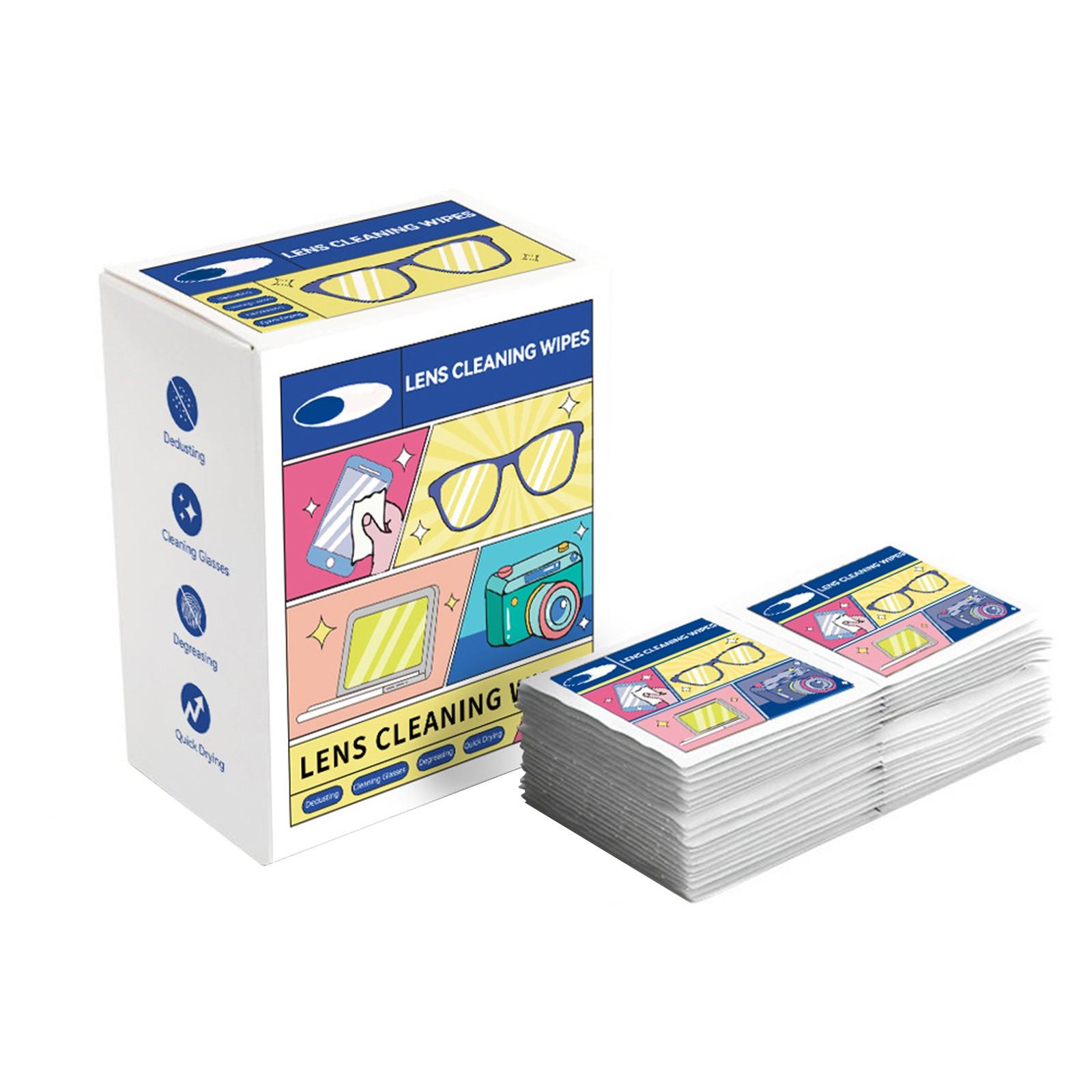 Lens Cleaning Wipes 100 Pack Individually Wrapped Disposable Lens Cleaning Towelettes for Glasses Cameras Screens and Electronics One Size жёлтый