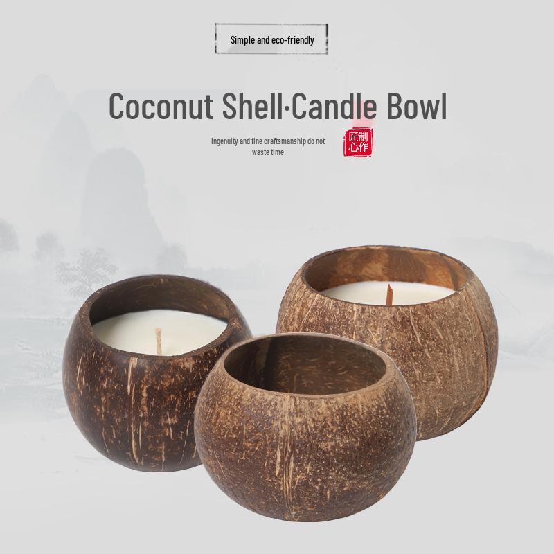 Nordic Minimalist Coconut Shell Candle Cup – Creative Soy Wax Holder with Logo Print
