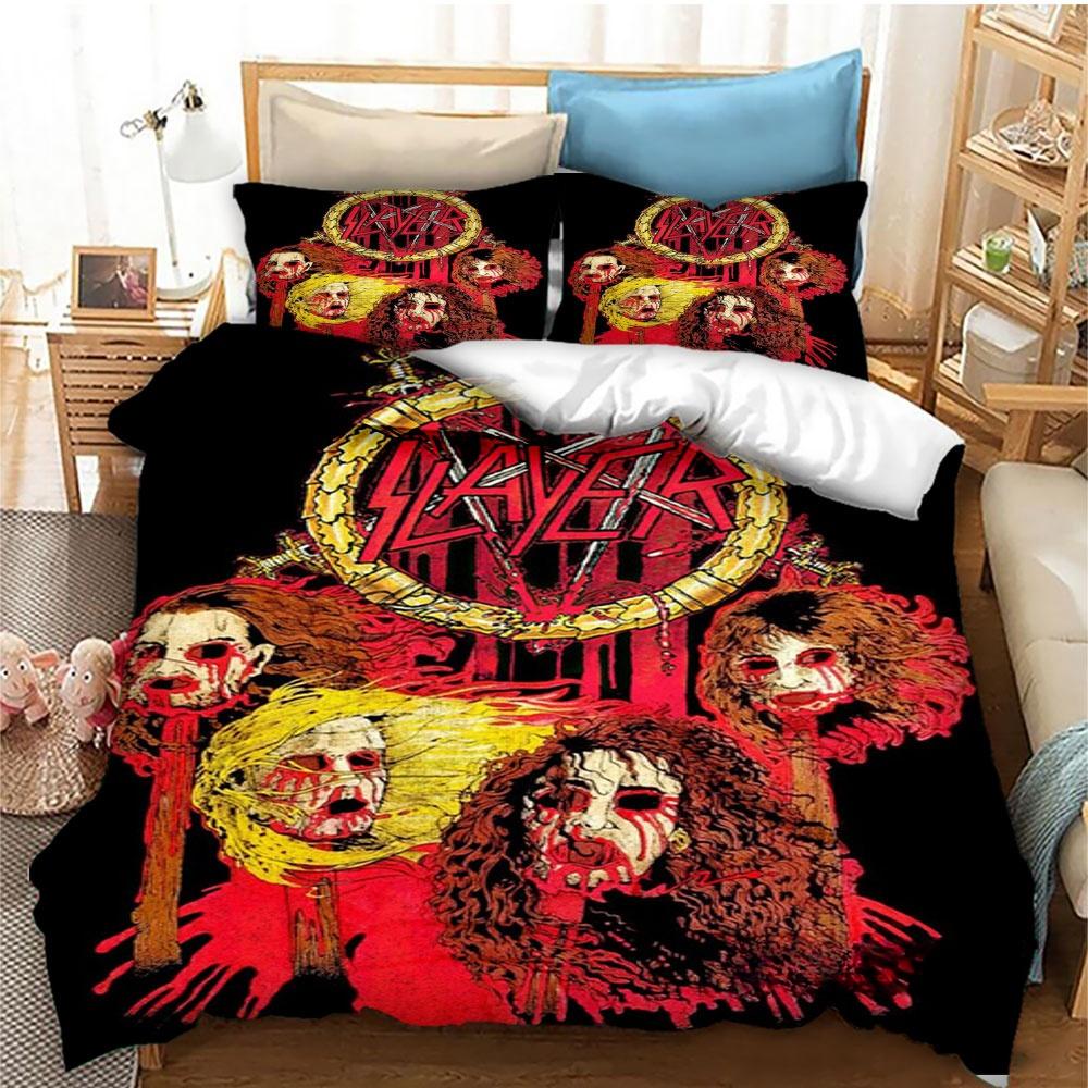 Fashion Slayer Rock Band Bedding Set Duvet Cover Bed Set Quilt Cover Pillowcase Comforter King Queen Size Boys Adult Bedding Set