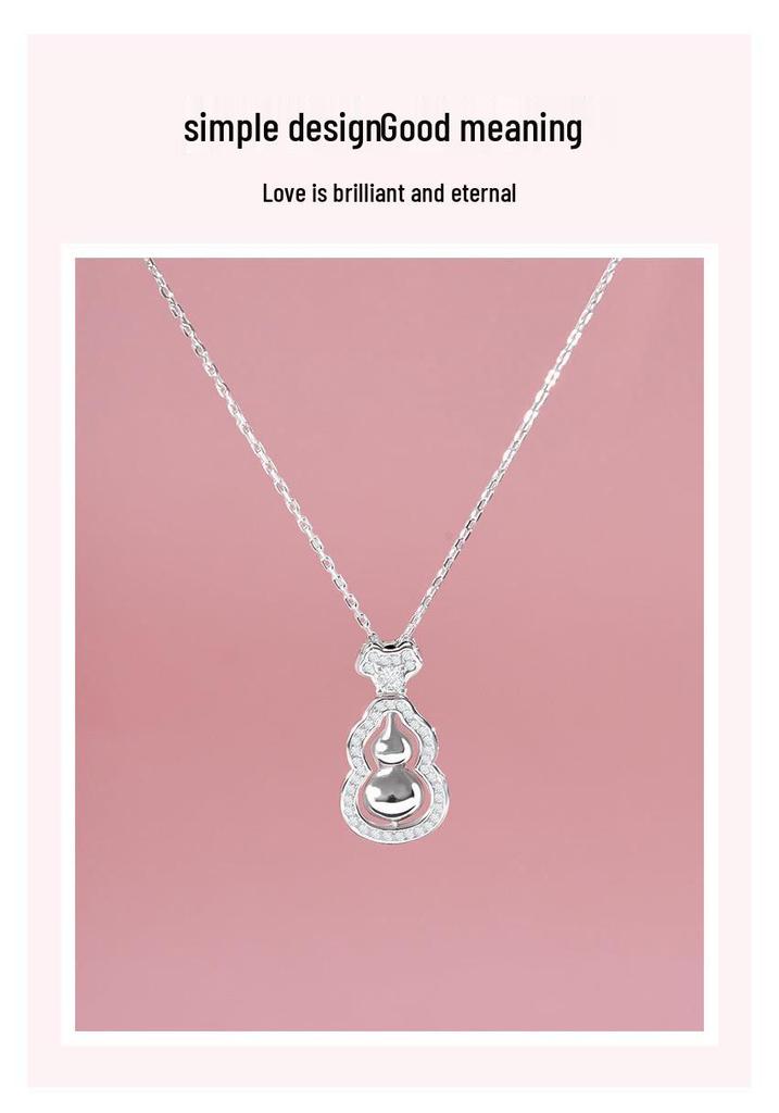 New Chinese Style S925 Sterling Silver Gourd Clavicle Necklace for Women - Trendy Niche Design
