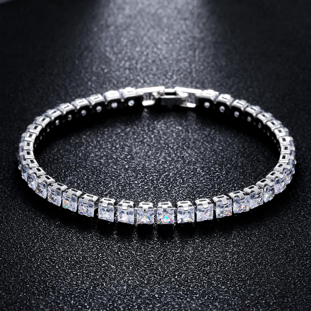 4mm Zirkonia Tennisarmband Iced Out Kettenarmbänder für Damen Herren Silberfarben Herrenarmband Zirkonia Kette Homme Schmuck