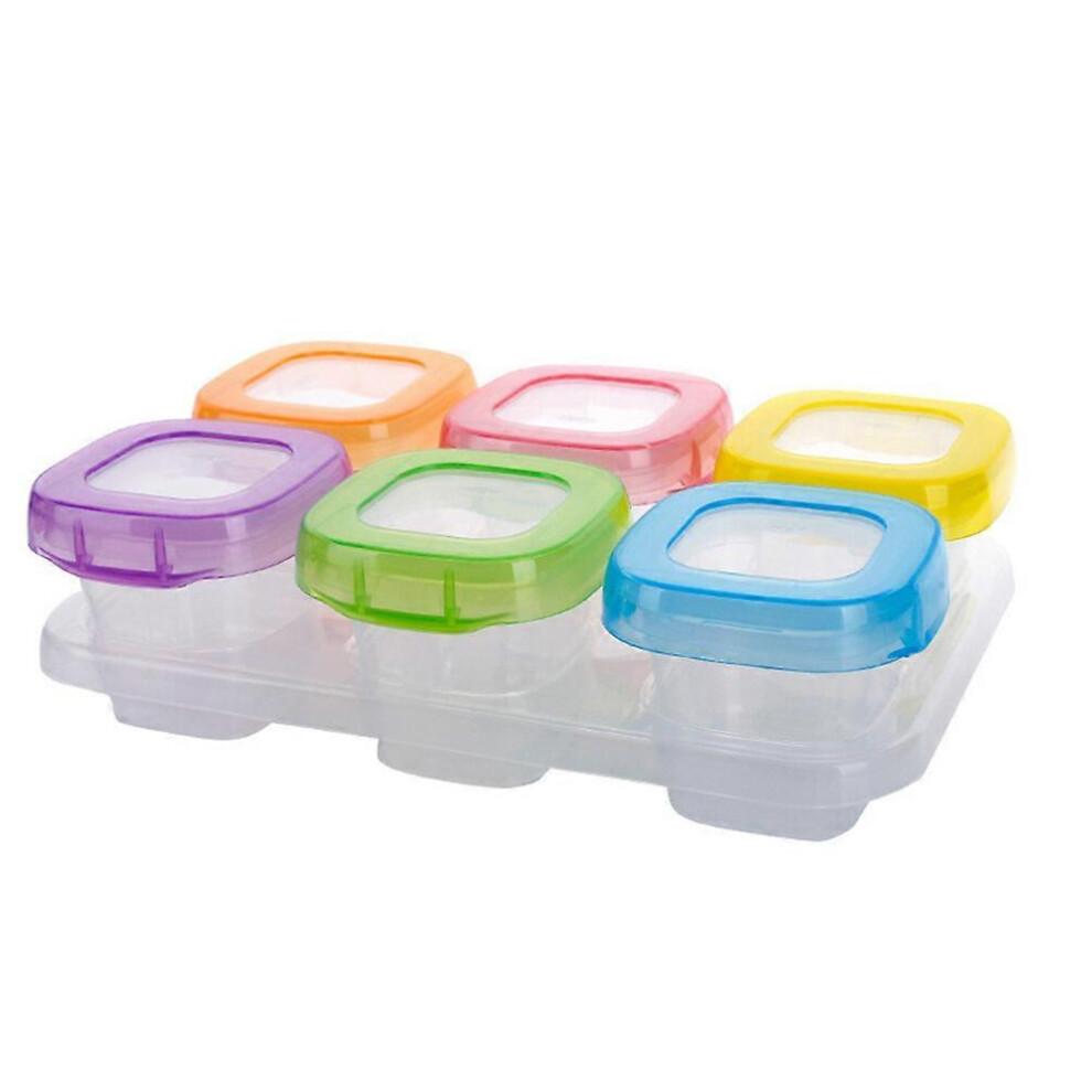 6pcs 60ml Baby Weaning Food Freezing Cubes Tray Pots Freezer Storage Containers BPA Free (Mixed Colors)