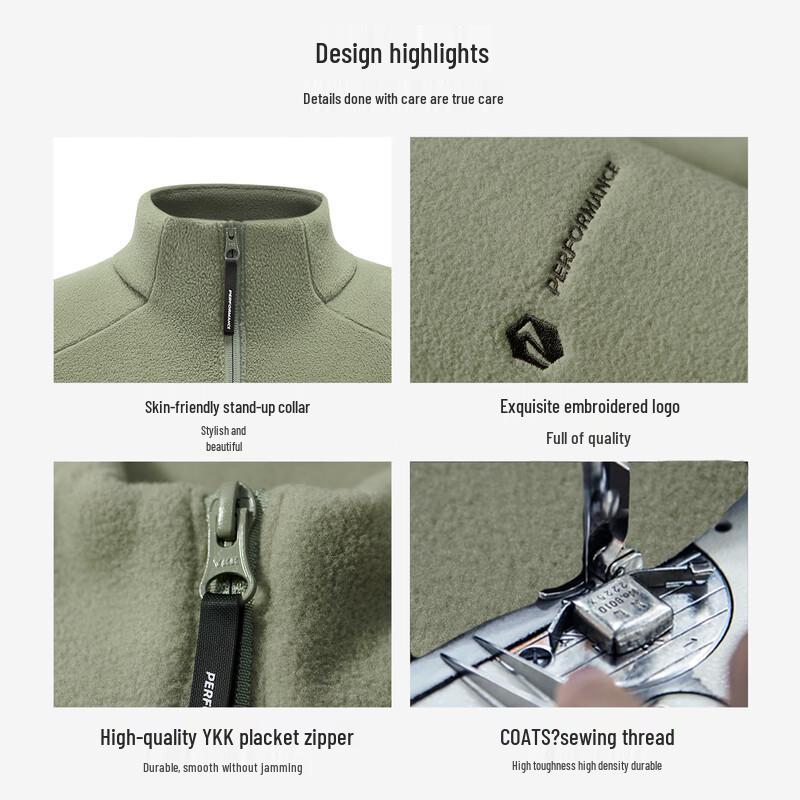 Pelliot Men's Lightweight Stand Collar Fleece Jacket