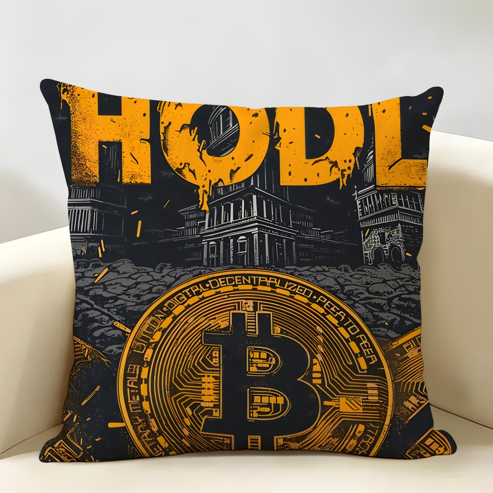Cool Bitcoin Fashion Luxury Cushion Cover Natural Linen Organic Fabric DoubleSided Printing Room Sofa Decor Pillow Case