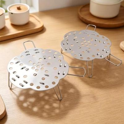 New Foldable Steaming Rack Multifunctional Heat-resistant Food Steamer Shelf Stackable Portable Kitchen Steamer Holder Kitchen