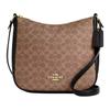 Ellie 27 Logo Reißverschluss Beschichtetes Canvas Umhängetasche Groß Damen Khaki Schwarz