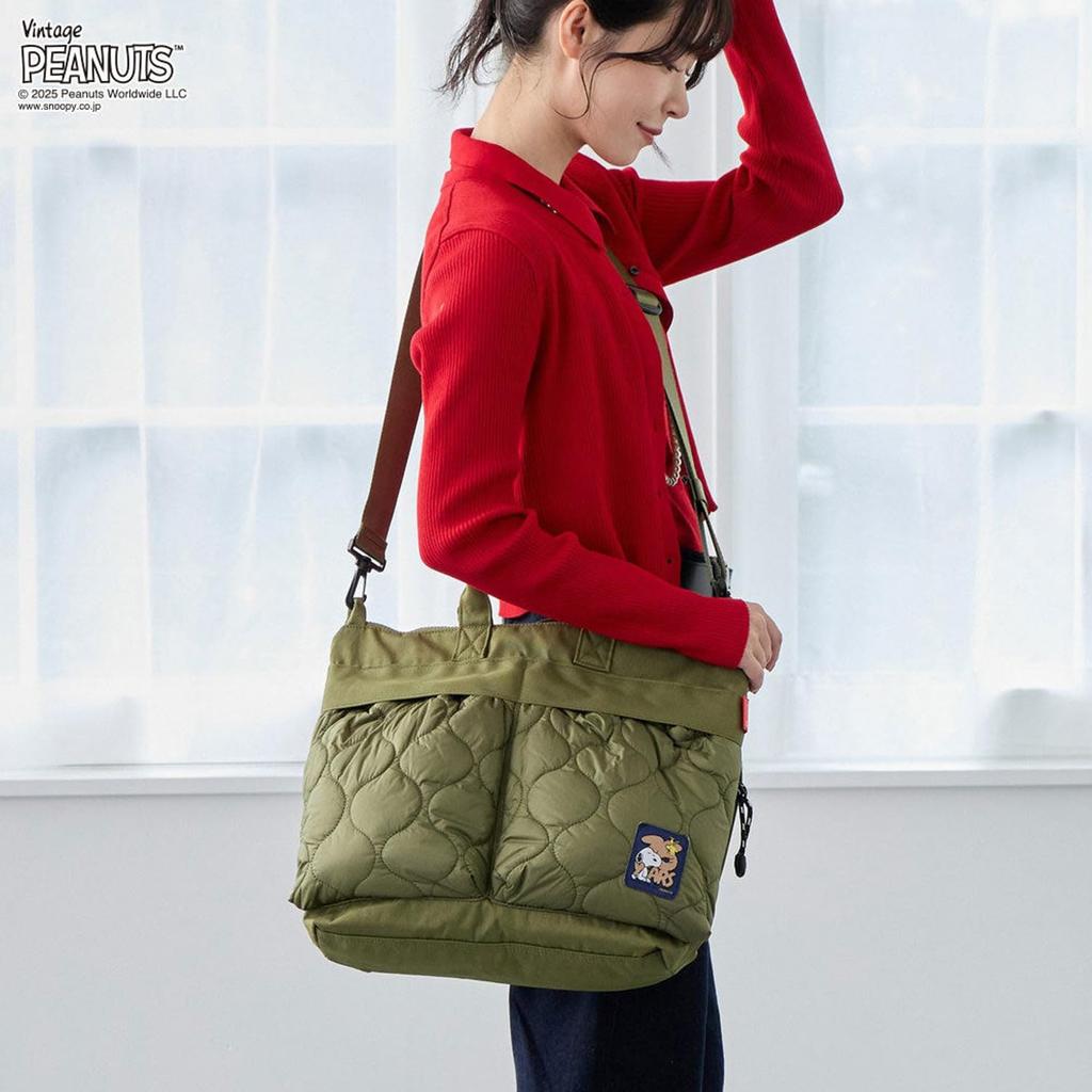 Snoopy A4 Wide 2-Way Shoulder Bag Black PEANUTS 75th Anniversary ROOTOTE SNOOPY