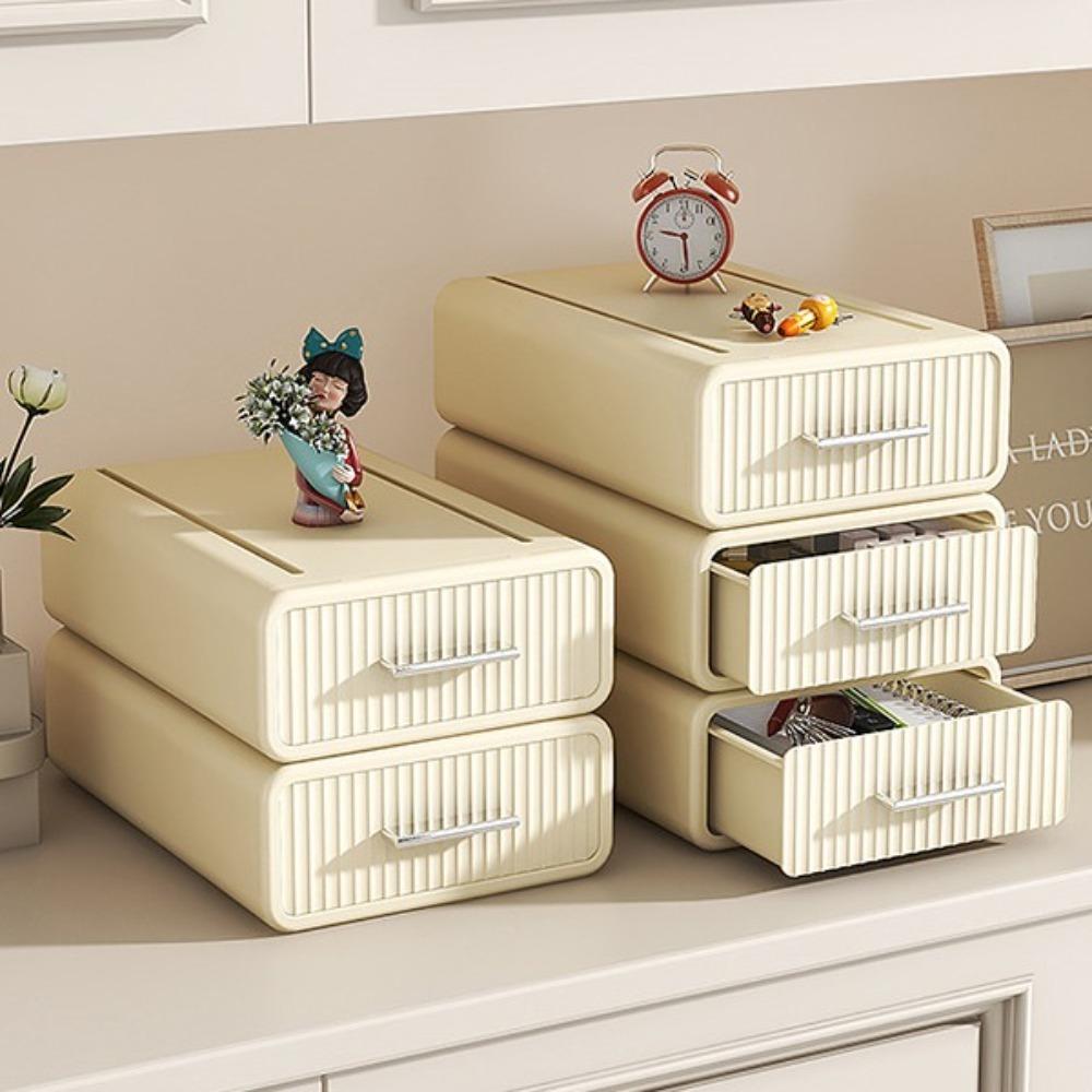 

Single-Layer Desktop Storage Box Plastic Office Storage Cabinet Stationery Table Organizer Kitchen абрикосовий