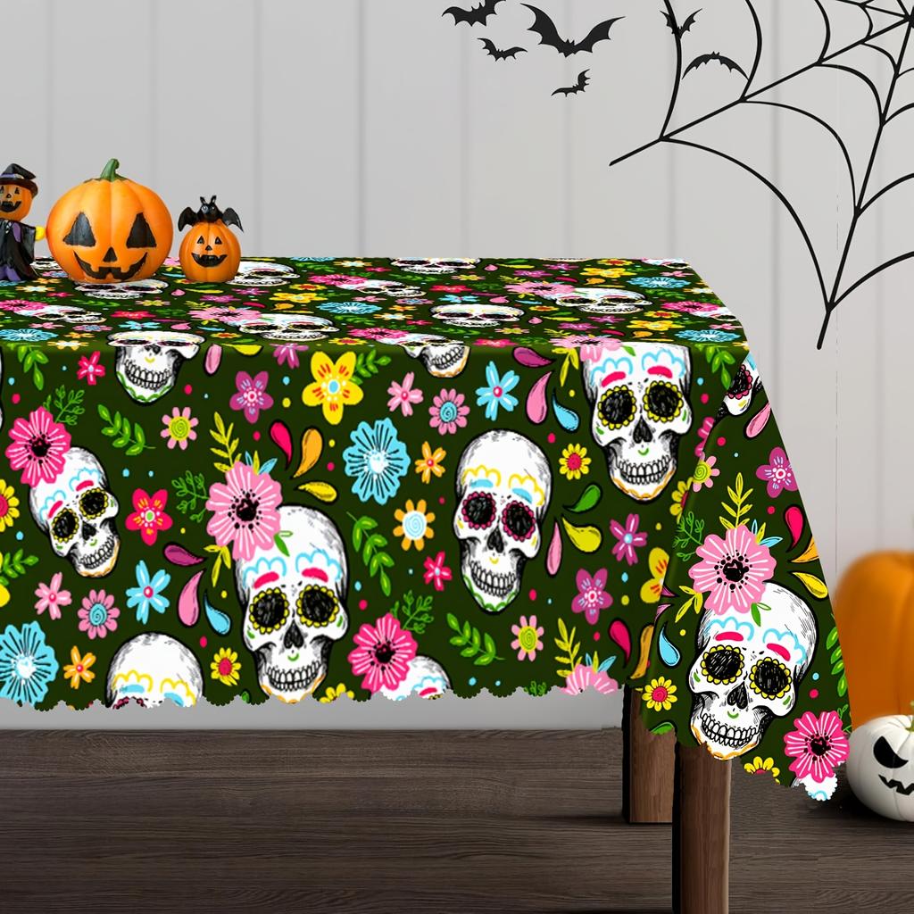 Colorful Calavera Rectangle Table Cloth for Table Decor Kitchen Dining Waterproof Reusable Tablecloth for Tables Party Picnic