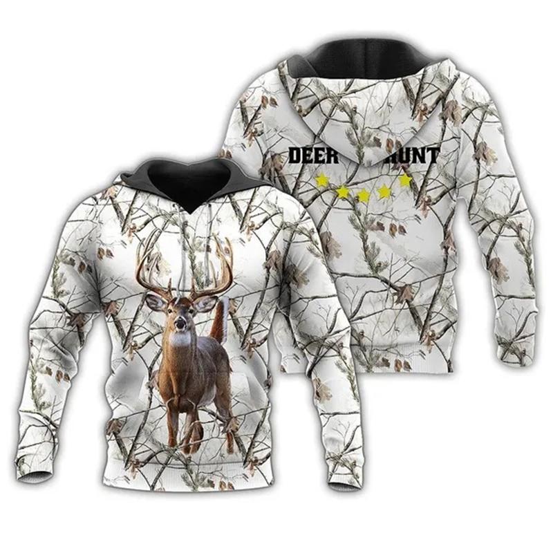 Fashion Deer Hunting Camo Hoodie Cool Slim Jacket Costume Coat 3d Sweatshirts Animal Men Women Casual Christmas Hoodie Tops