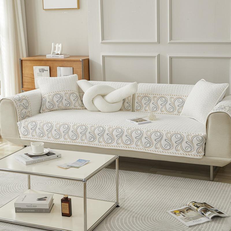 Fabric Embroidered Sofa Cushion Cotton Non-Slip Leather Sofa Cover Slipcover Four Seasons General Fabrics Sofa Cushion Cover Towel