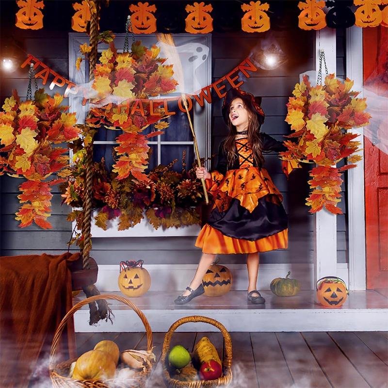 75cm 1Pcs Artificial Maple Leaf Garland Autumn Leaves Fake Plants for Halloween Thanksgiving Day Indoor Home Garden Decoration