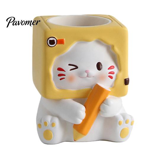 Decorative Resin Flowerpot Holding Pen Cat Planter Pot, Shaped Flowerpot, Office Desk Succulents Plants Container for Home Balcony Flower Pot
