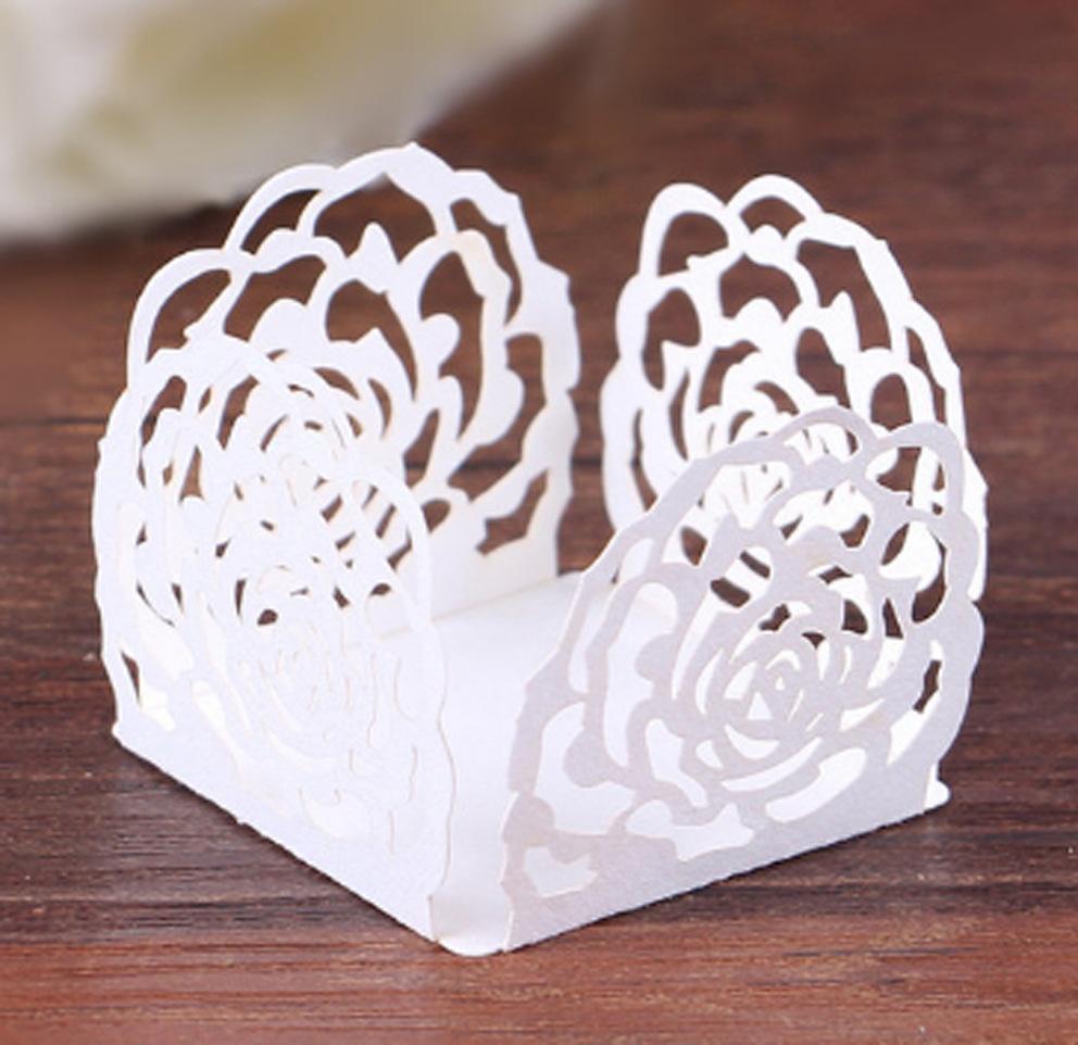 50pcs Chocolate Packing Hollow-Out Rose Baking Dessert Tray Paper Candy Paper Box For Wedding Birthday Party Decoration Supplies