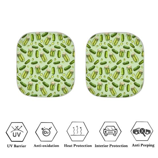2Pcs Plants Pattern Sun Shades Reflective Windshield Covers Foldable UV Protection Vehicles Sun Visor for Cars SUVs