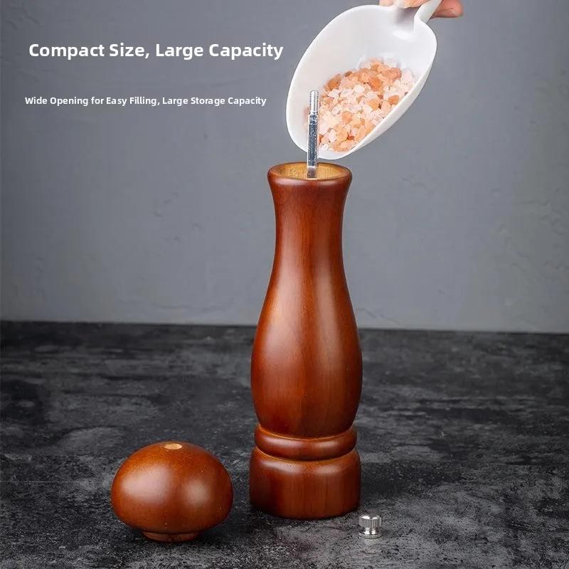 5/8 Inch Manual Pepper Grinder Wooden Salt and Pepper Mills Shaker with Ceramic Rotor Solid Wood Spices Grinder for Kitchen Home