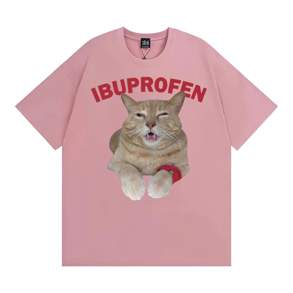 Hilarious Lbuprofen Medical Humor Gift Cat Meme T Shirts Men Women Fashion Street T-shirt Oversized Loose Vintage O-Neck T Shirt