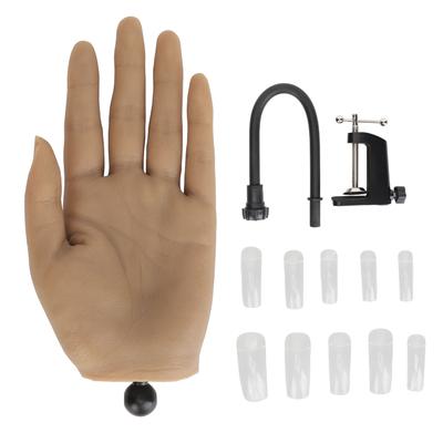 Nail Training Practice Hand with Clamp Stand Bendable Joints Flexible Adjustable Height Silicone
