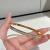 Trendy Stackable Gold Plated Bangles for Women Stainless Steel CZ Crystal Bracelet Luxury Fashion Accessories Mother's Day Gift
