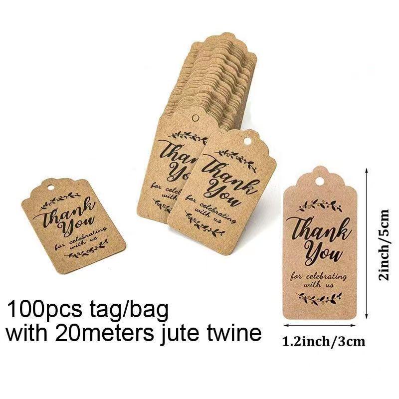 Geschenkanhänger: 100er-Pack Kraftbraun, Weiß & Schwarz 'Danke'-Etiketten für Partys & Hochzeiten