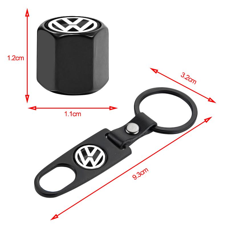 Auto Reifenventilkappe Radventilkappenabdeckung mit Schraubenschlüssel Schlüsselanhänger Für Volkswagen B7 B6 B5 Golf 4 5 6 Polo Passat CC Jetta Mk6 Tiguan Gol Cross