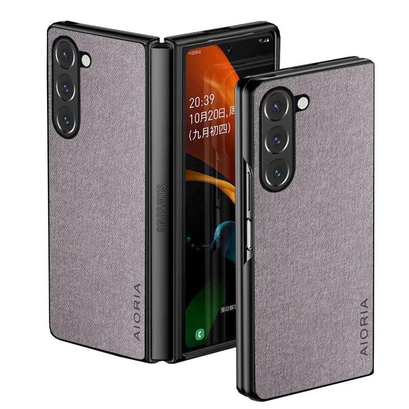 

Чехол для Samsung Galaxy Z Fold 5 4 3 5G Fold5, роскошный текстильный кожаный чехол для Samsung Galaxy Z Fold 5, чехол Z Fold 5 светло-серый