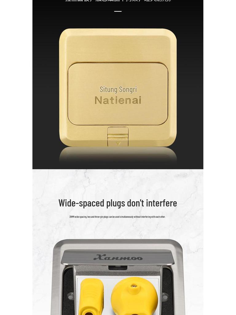 Waterproof Concealed Stainless Steel and Copper Pop-Up Floor Socket with 5 Power and 10 Network Ports