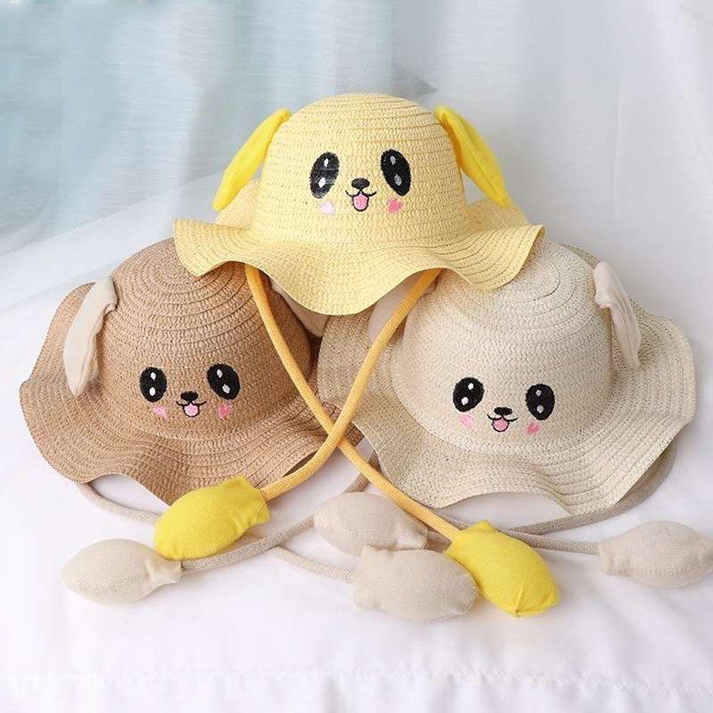 Moving Ears Rabbit Straw Hats Breathable Sun Hat Multifunctional Children's Hats  Summer Girls Boys