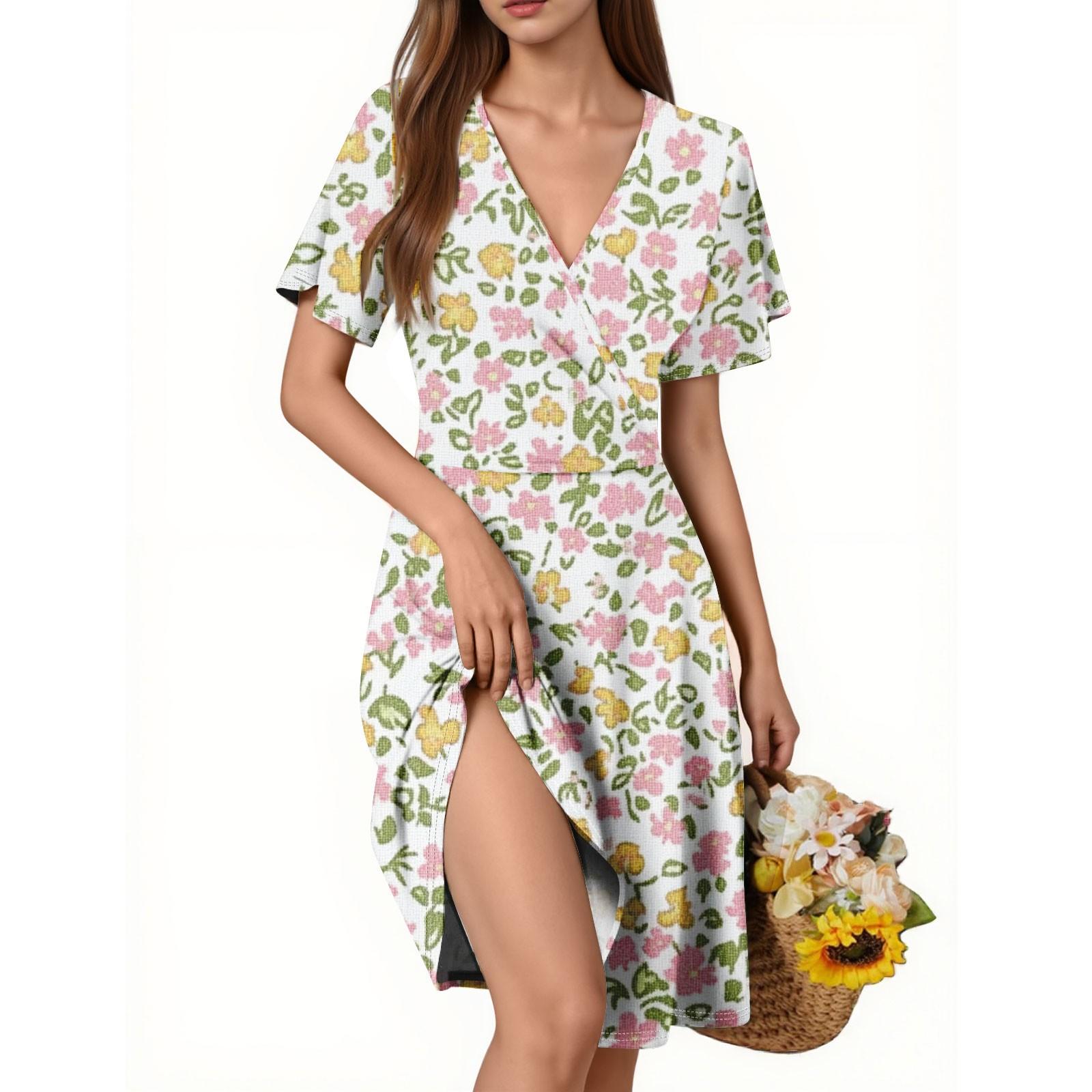 

Women s Dress Sleeves Short Sleeves Casual Independence Day V-neck Dress M
