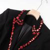 1 Piece  Luxury Red Bead Decoration Women's Black Slim Fit Suit European American Fashionable Party Sparkling Blazer Femmes Blazer Mujer