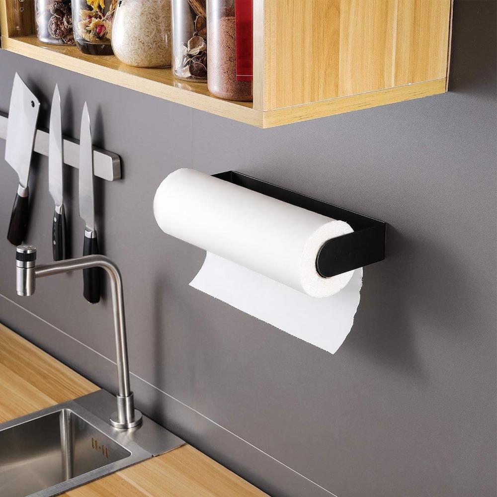 Acrylic Paper Towel Holder Self Adhesive Paper Towel Rack Kitchen Bathroom Laundry Room