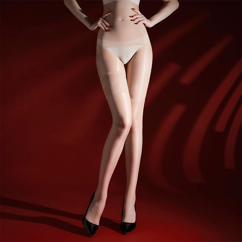 Aurora Ultratenké dvoudílné punčochy imitující stehenní s černou krajkou