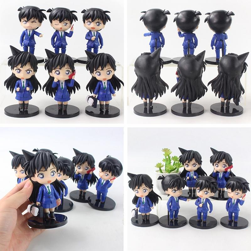 Cute Detective Conan Q Version Figures Set Of 6 Desk Display Cake Topper Home Decoration