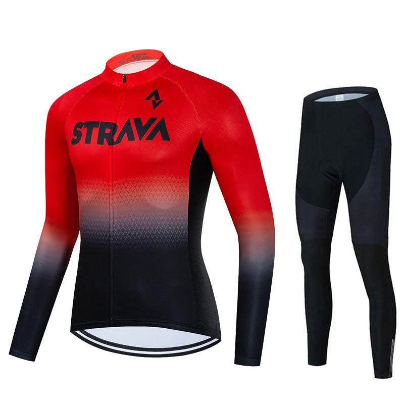 Long-sleeved Cycling Suit, Men's Quick-drying Breathable Strap, Spring and Autumn Mountain Road Cycling Suit