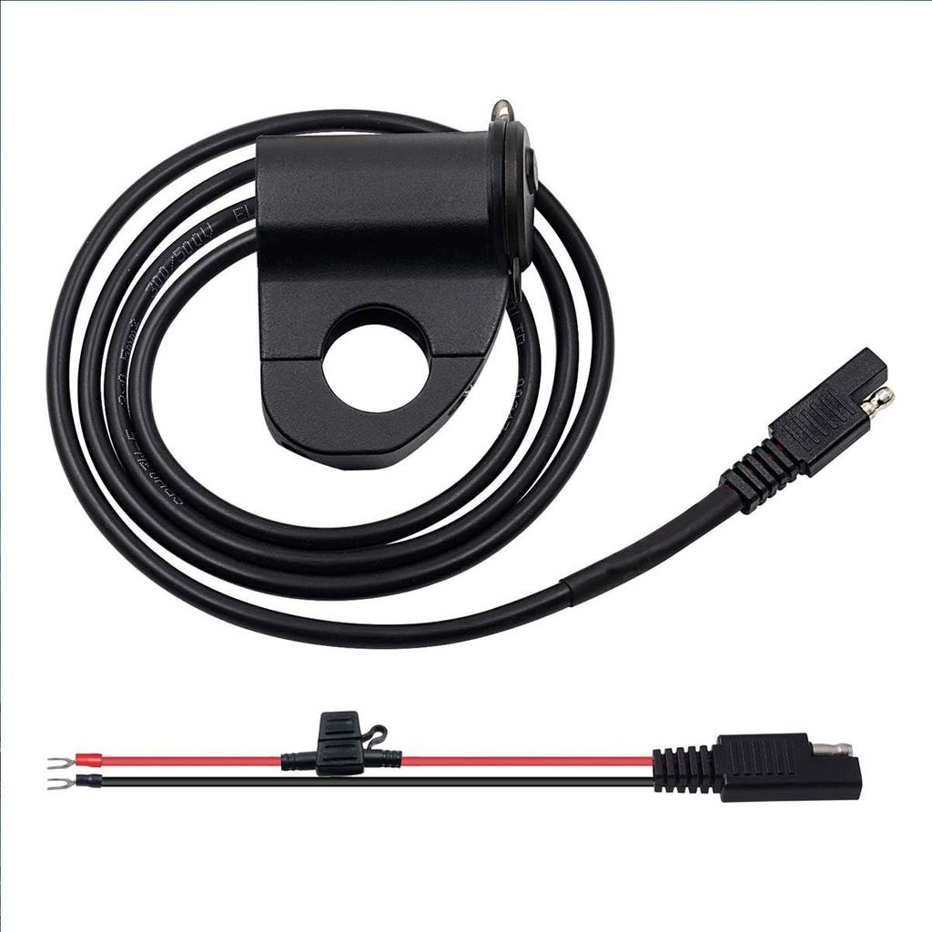 12V Motorcycle Handlebar 2.4A USB Adapter Charger with Digital Voltmeter Fits for 22mm-26mm Handlebars
