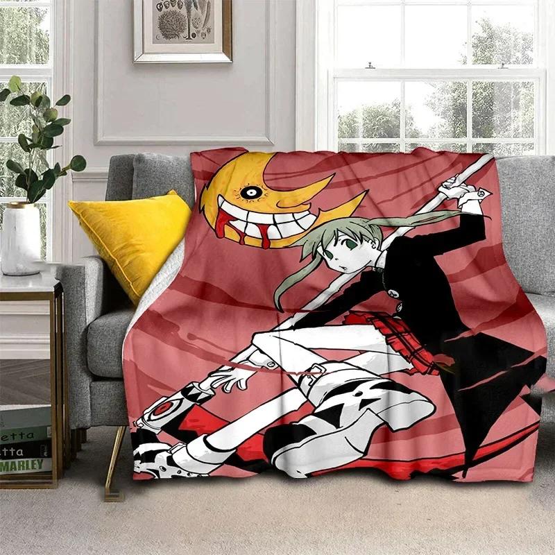 Anime Soul Eater Throw Blanket Soft Cozy Flannel Blanket for Sofa Bed Office Travel Camping Home Decor Gift