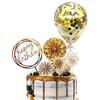 Balon Z Confetti Na Tort Czarny Topper