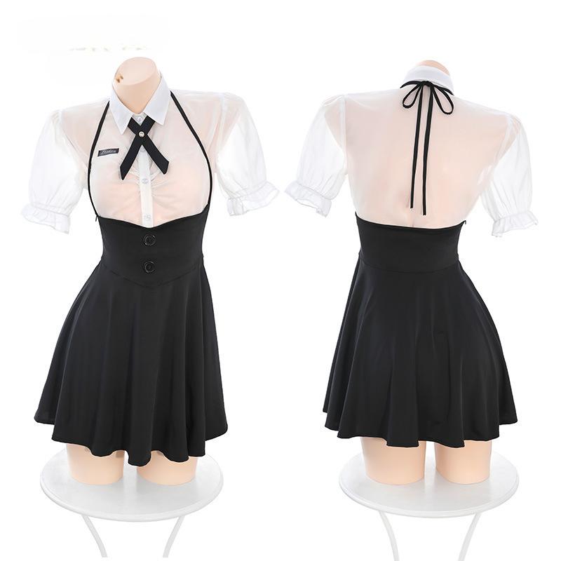 Sweet Japanese Schoolgirl Uniform Dress Perspective Sexy Lingerie JK Set Pleated Skirt Women Night Roleplay Student Temptation