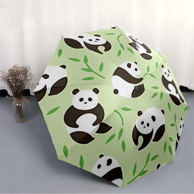 1 Stück Panda Bambus Automatisches Öffnen/Schließen, Ganzjahres Tragbarer Faltregenschirm, Reisen, Alltag, Formelle Anlässe - Kompakter Luxus Sonnenschirm, Outdoor Zubehör