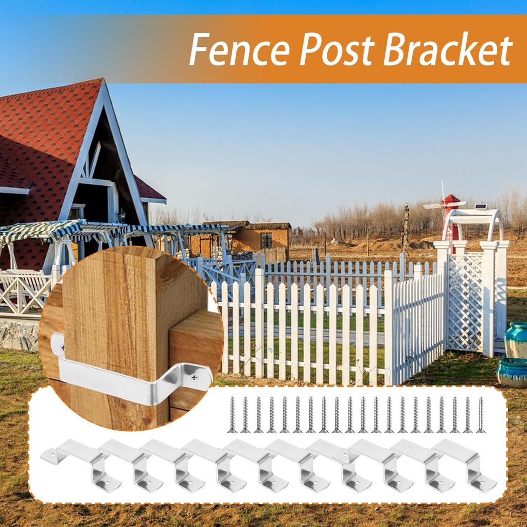 Fence Clips 10 Pieces Fence Support Post Clips With Screws Heavy Duty Hardware Repair Tool For Farmers Builders Concrete Wood