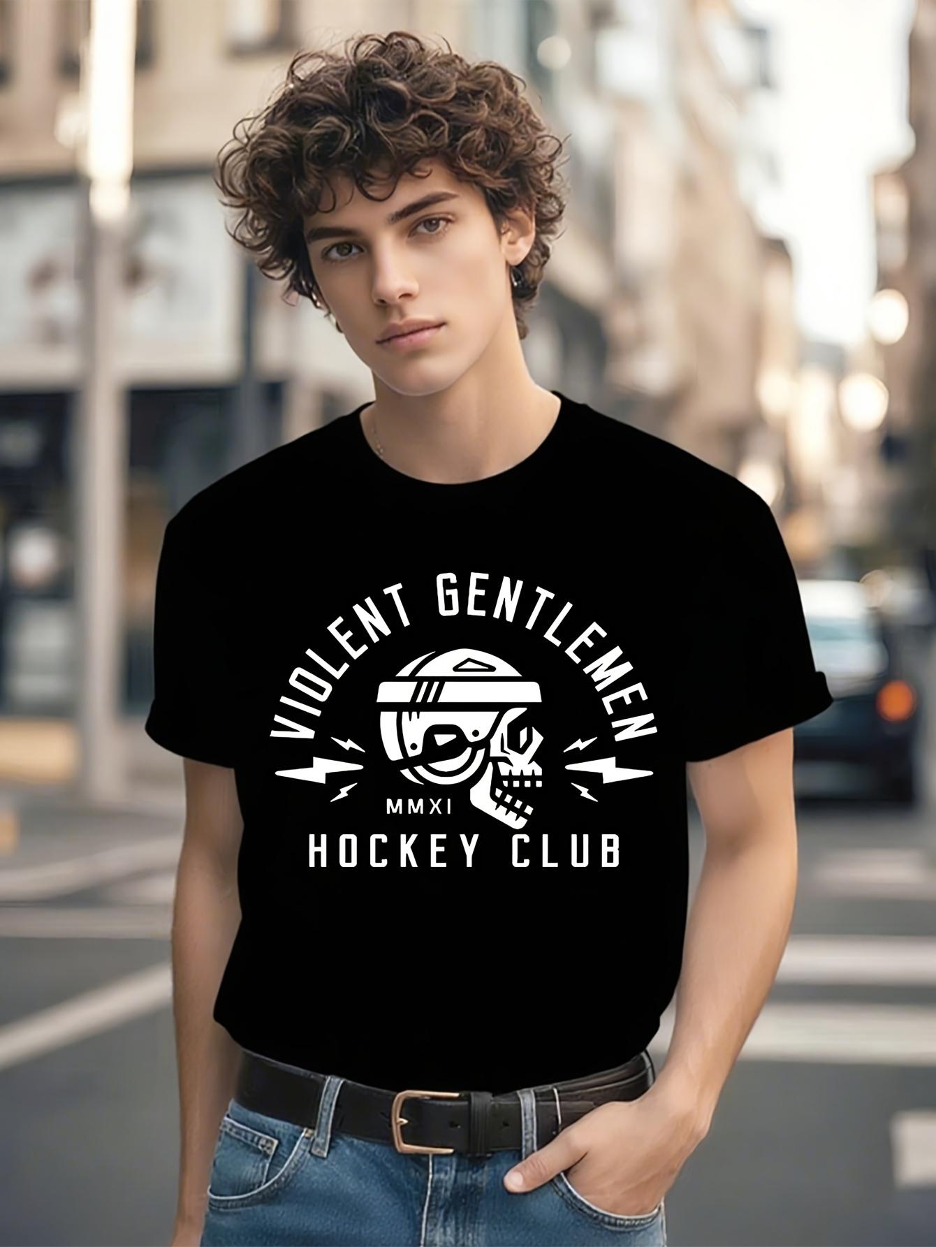 Violent Gentlemen Hockey Club Graphic T-shirt - Black Hockey Stick & Puck Design S
