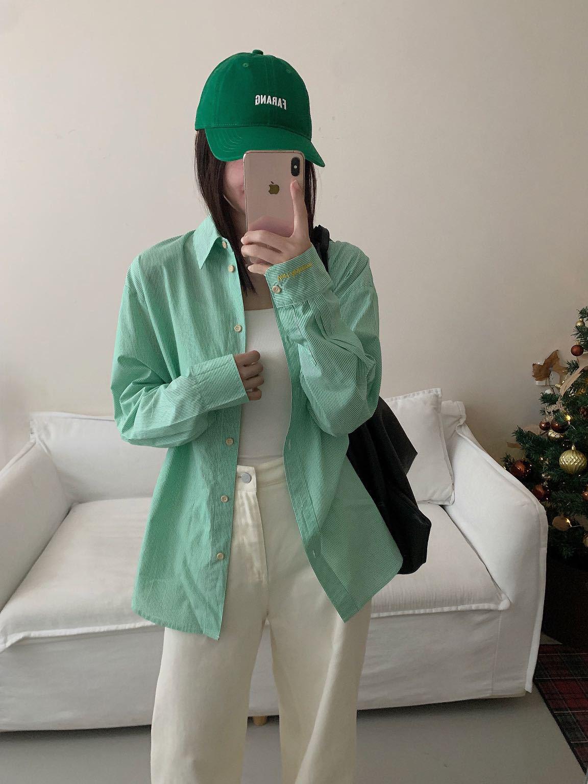 

Hong Kong Style Embroidered Striped Long-Sleeve Shirt One Size (80-140 cm)